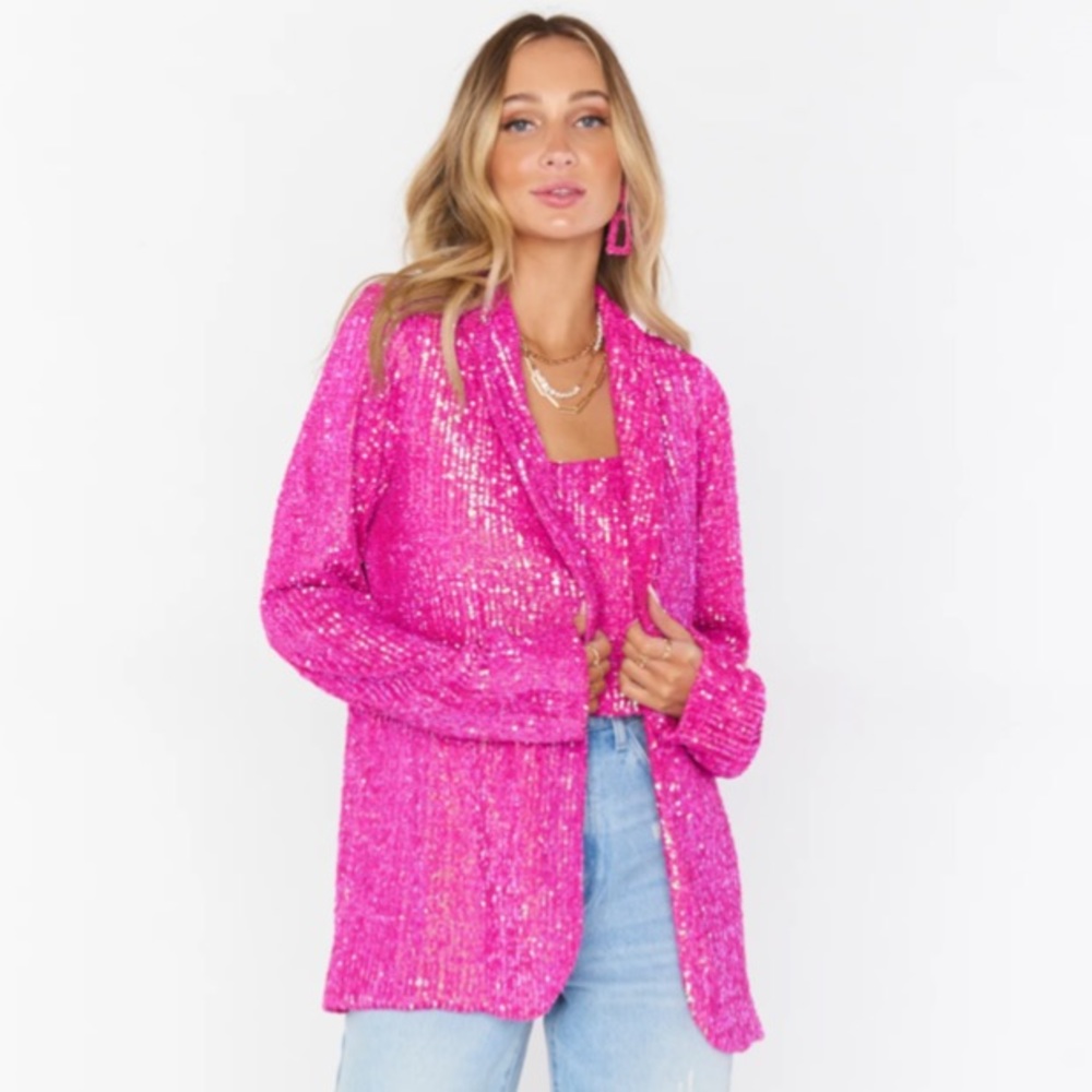 Show Me Your Mumu Pink Disco Sequin Dance Blazer